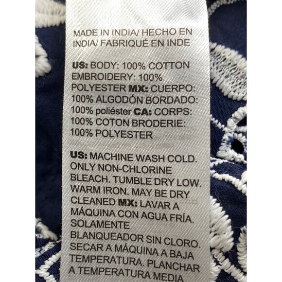 Chico’s Floral Embroidered Eyelet Tunic Top Womens Sz L Pullover Balloon Sleeves - Picture 9 of 13